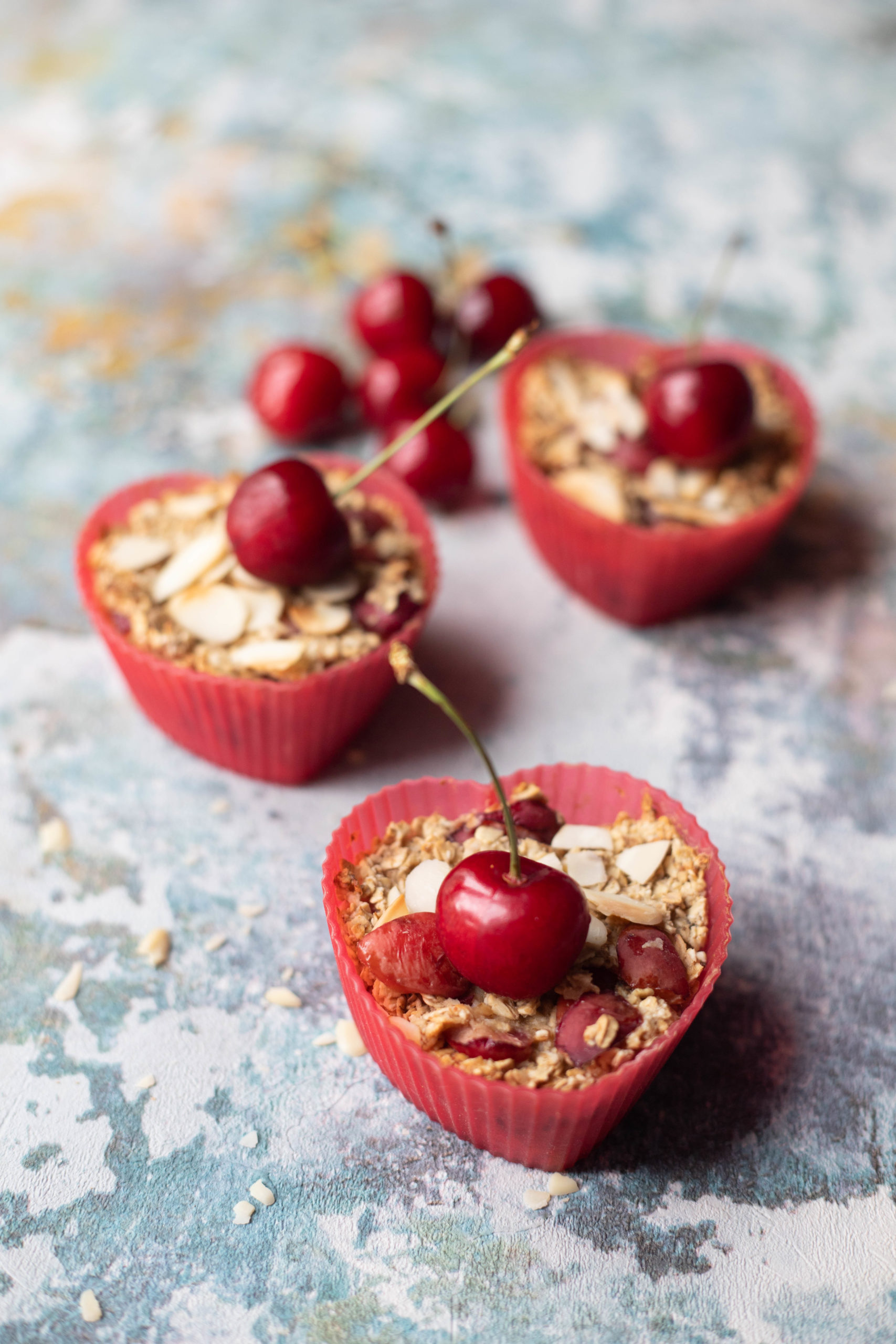 cherry bakewell oats breakfast muffins