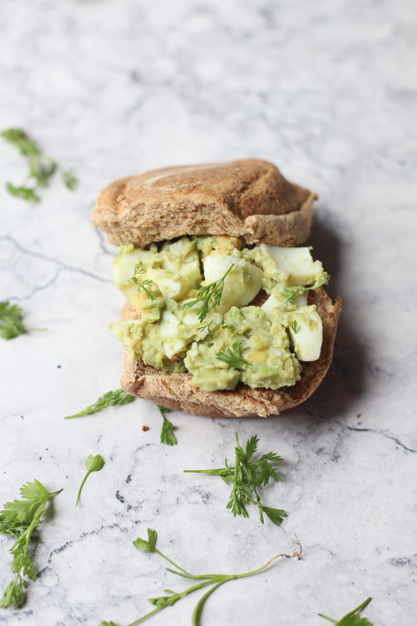 no mayo avocado egg salad sandwich