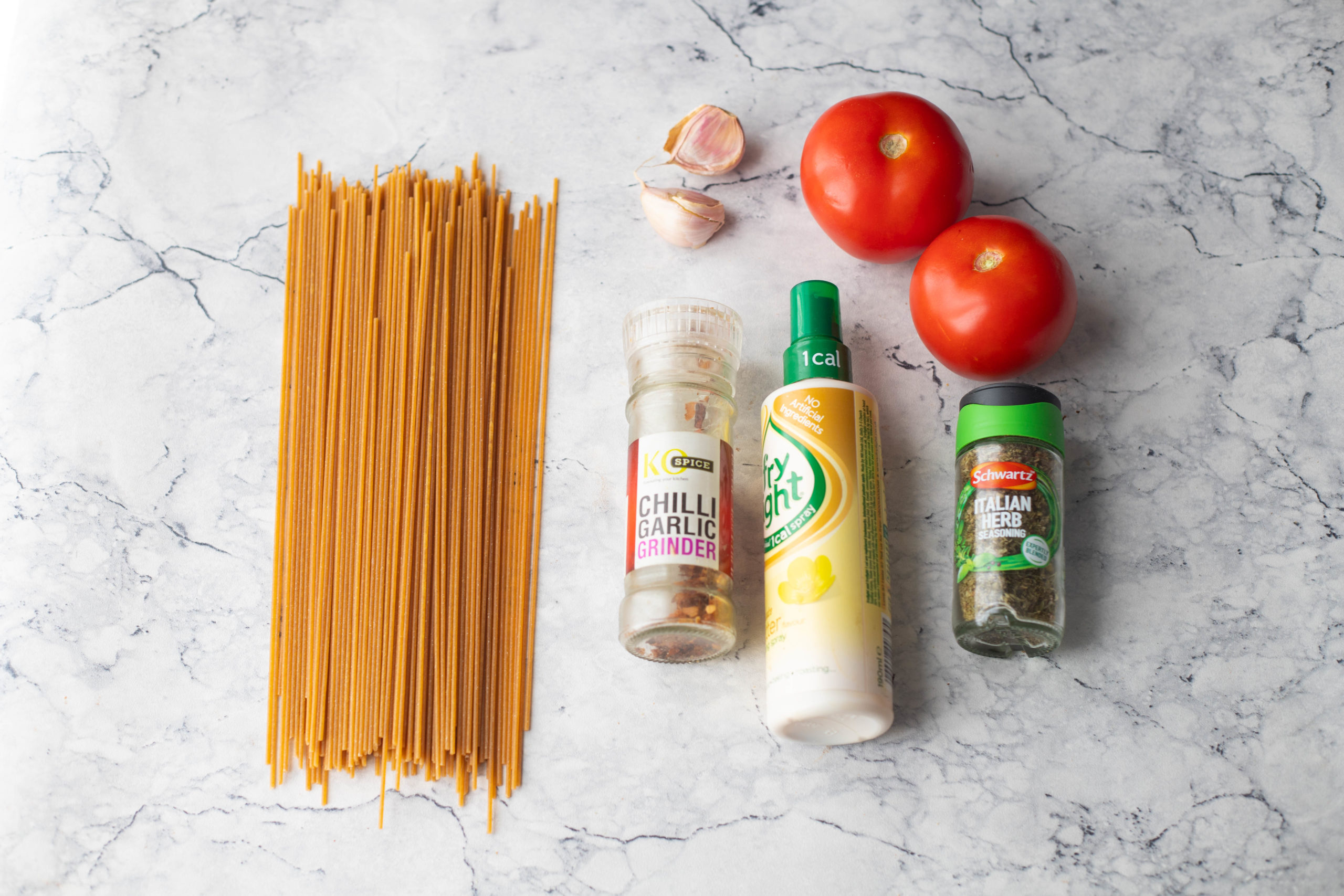 Ingredients for Roasted garlic tomato pasta