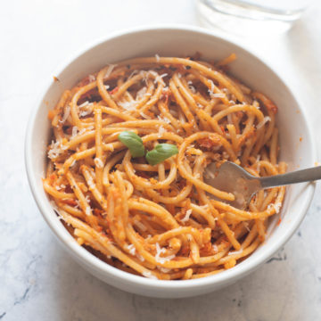 Low Roasted garlic tomato pasta-5