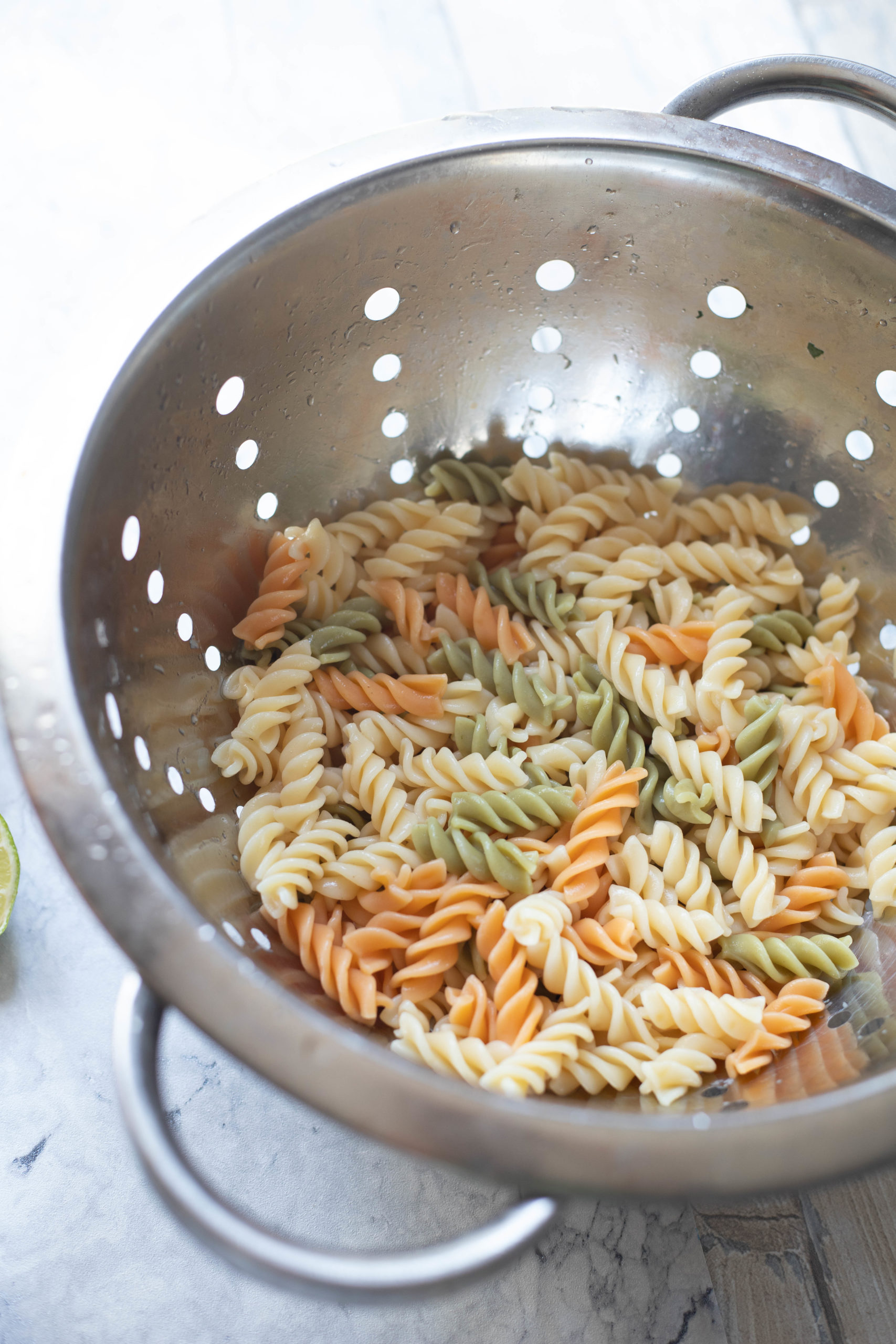 tri-colored-cooked pasta