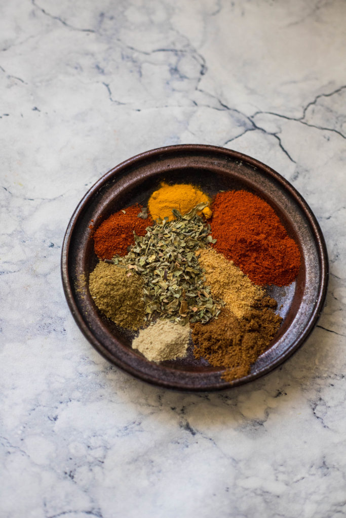 spices for paneer tikka on a plate