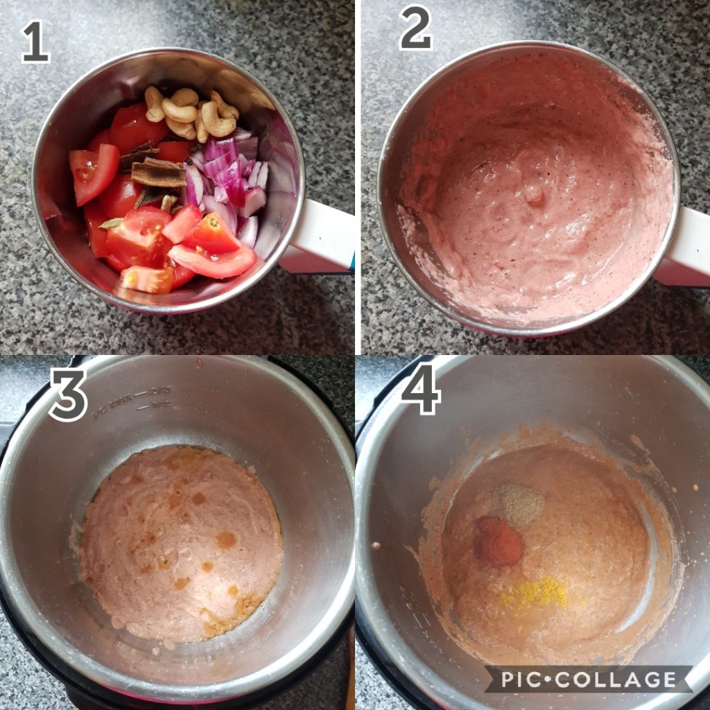 a series of photos showing step by step instructions of making matar paneer