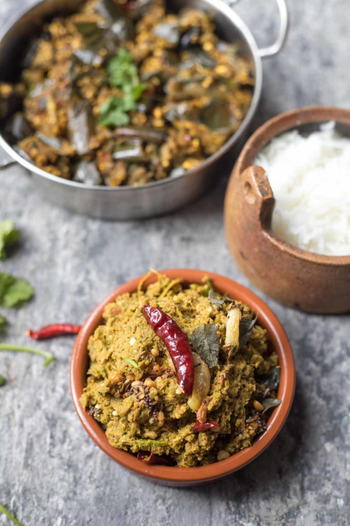 beerakaya thokku pachadi served in a clay pot