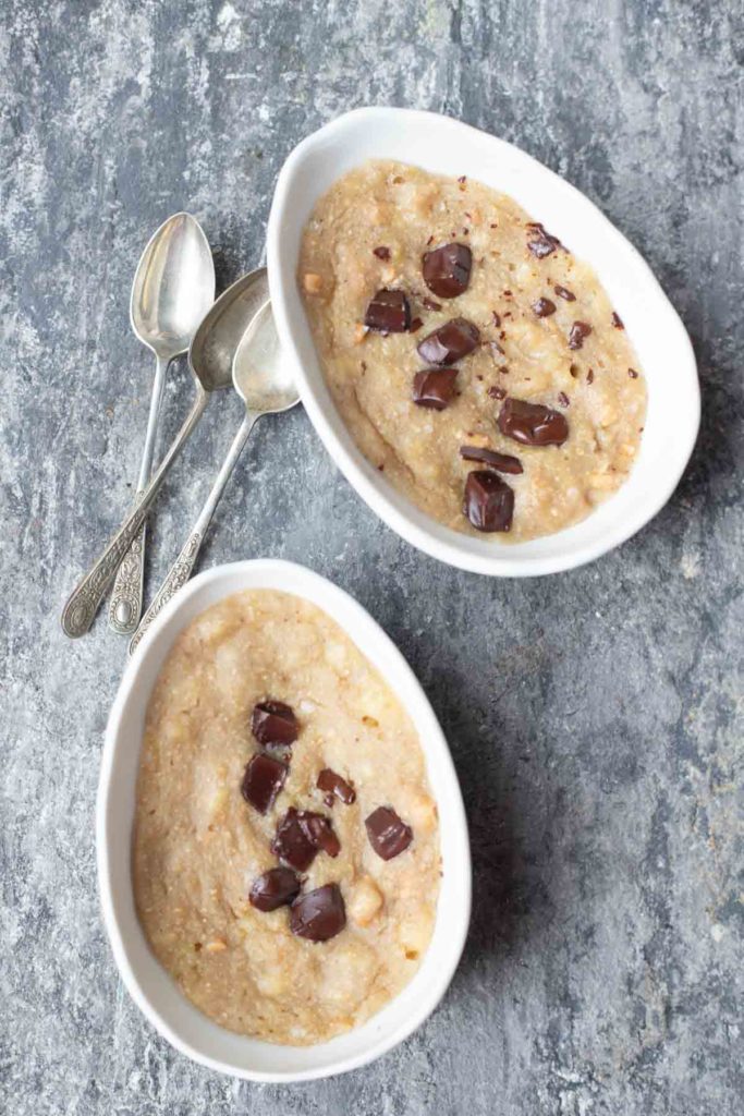 2 portions of banana mug cake with spoons