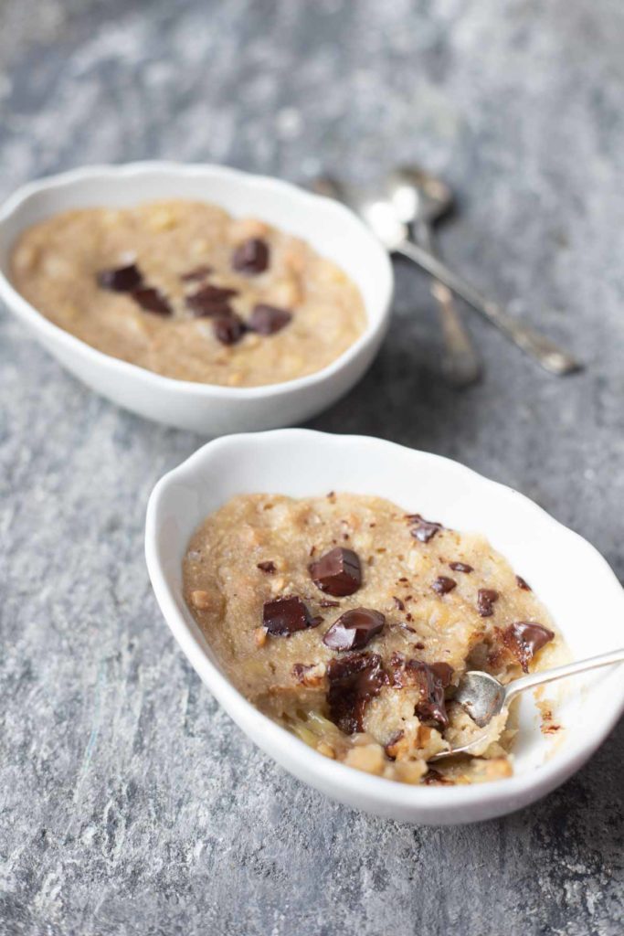 2 portions of banana mug cake with spoons