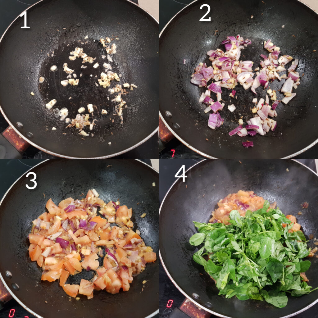 step by step process shots #1 for methi paneer bhurji