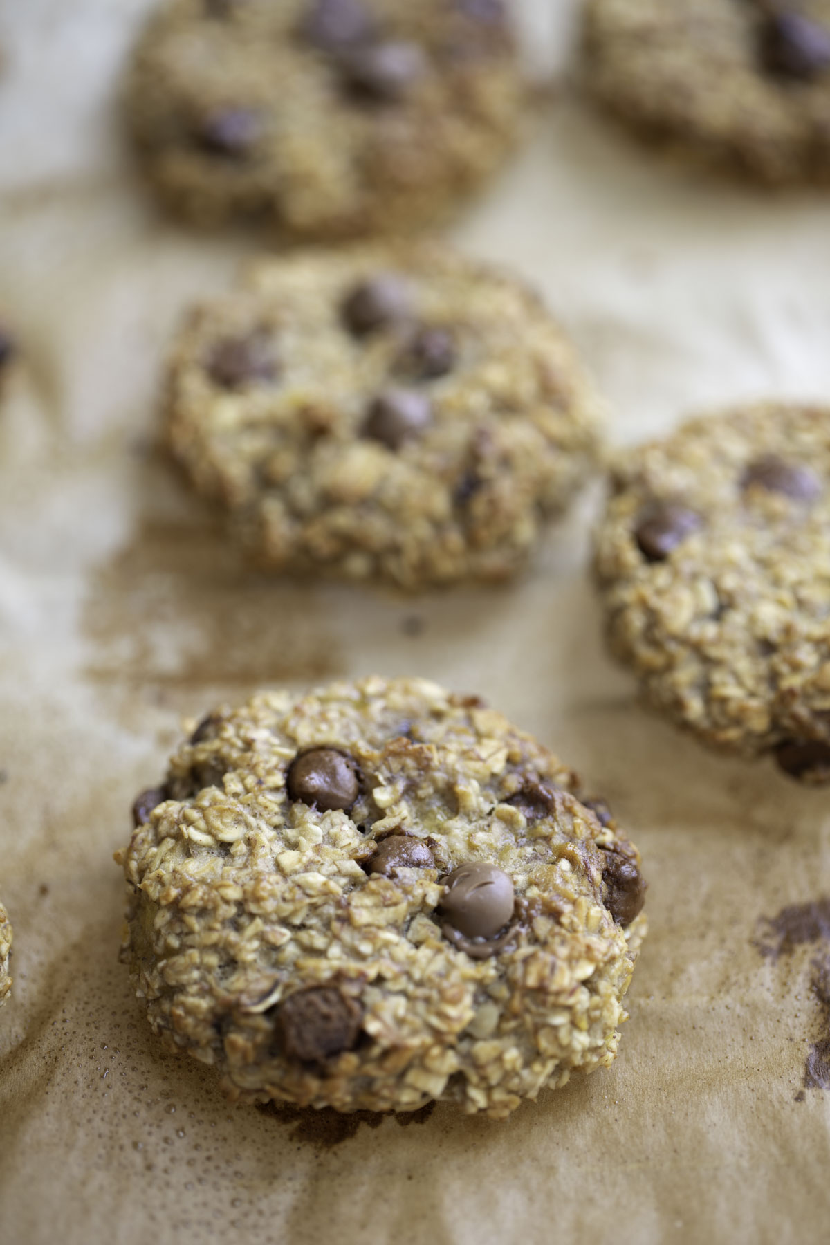 a closeup look of  banana oatmeal breakfast cookies