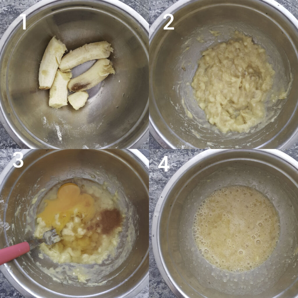 a collage of process step for banana oatmeal breakfast cookies recipe