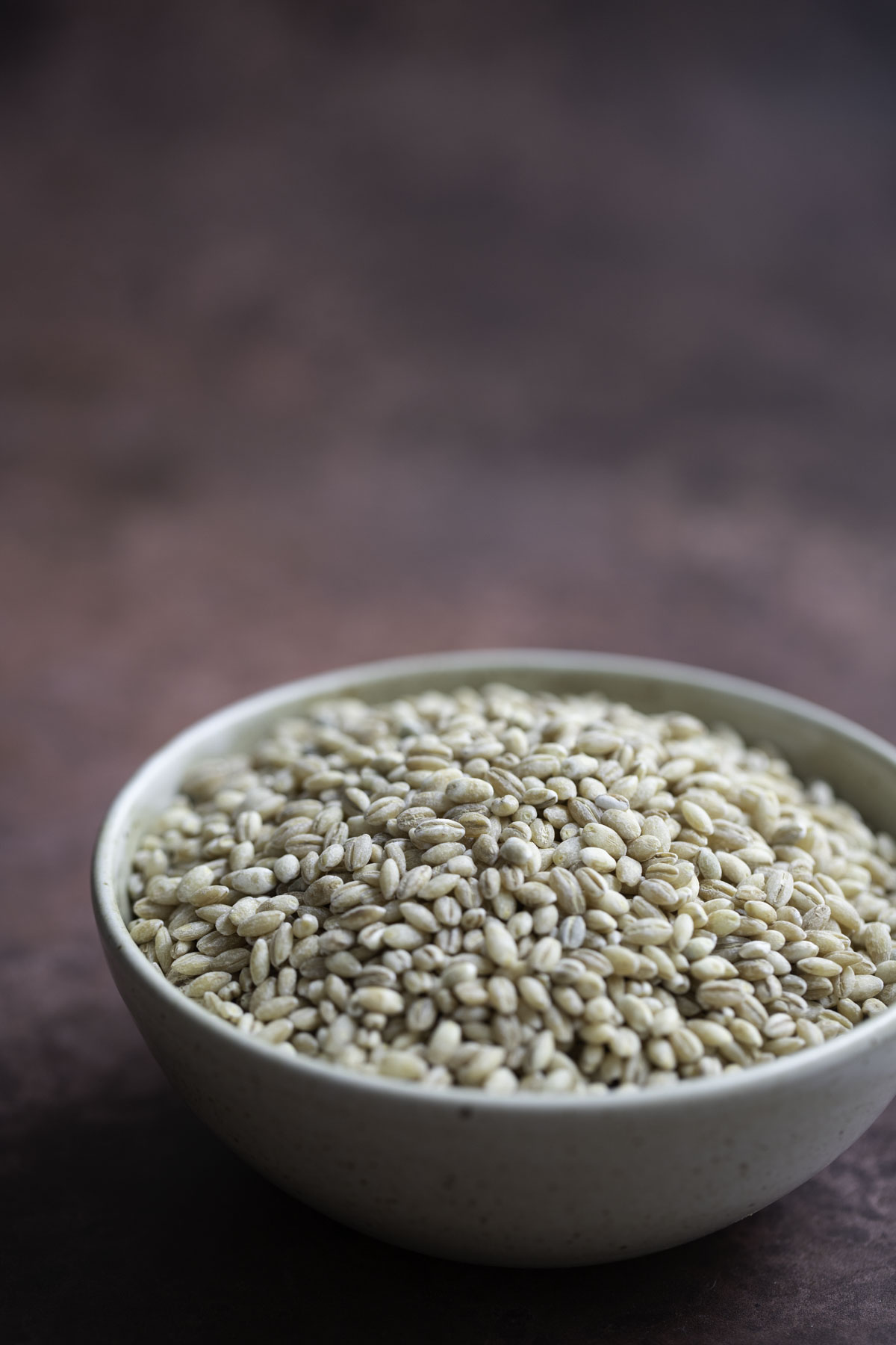 a bowl of uncooked pearl barley grains